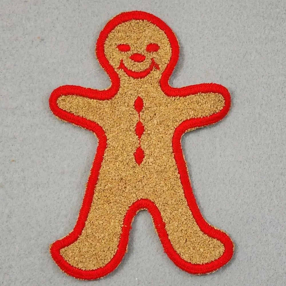 Christmas Patch Appliques Gingerbread Men x2 Santa & Reindeer 3pcs Embellishment
